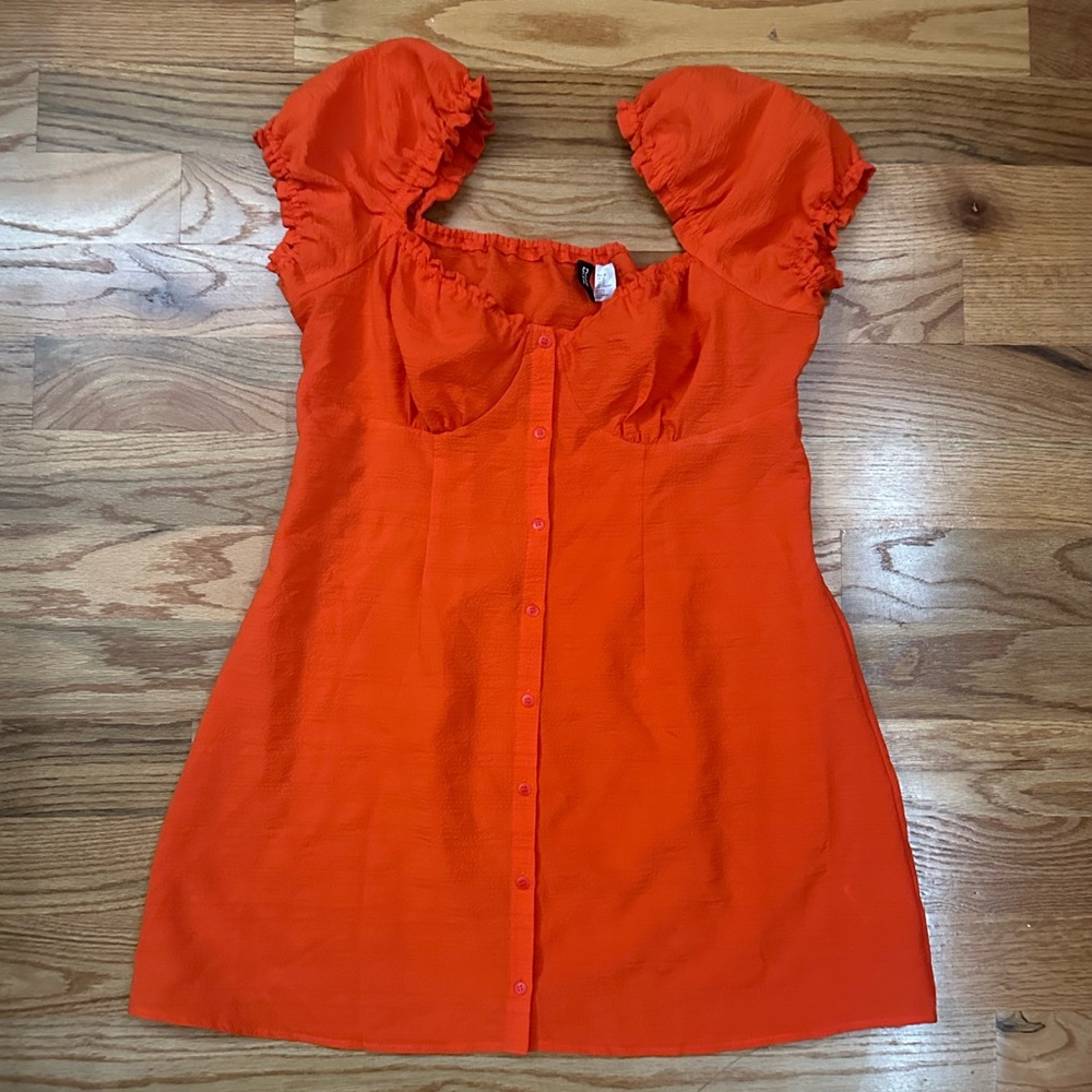 Orange button down dress